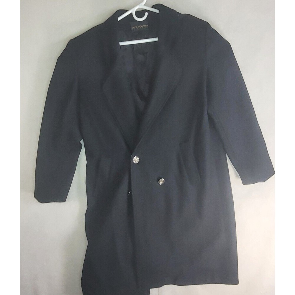 David Benjamin Wool Coat Womens 12 Black Long Length Designer Collection Vintage
